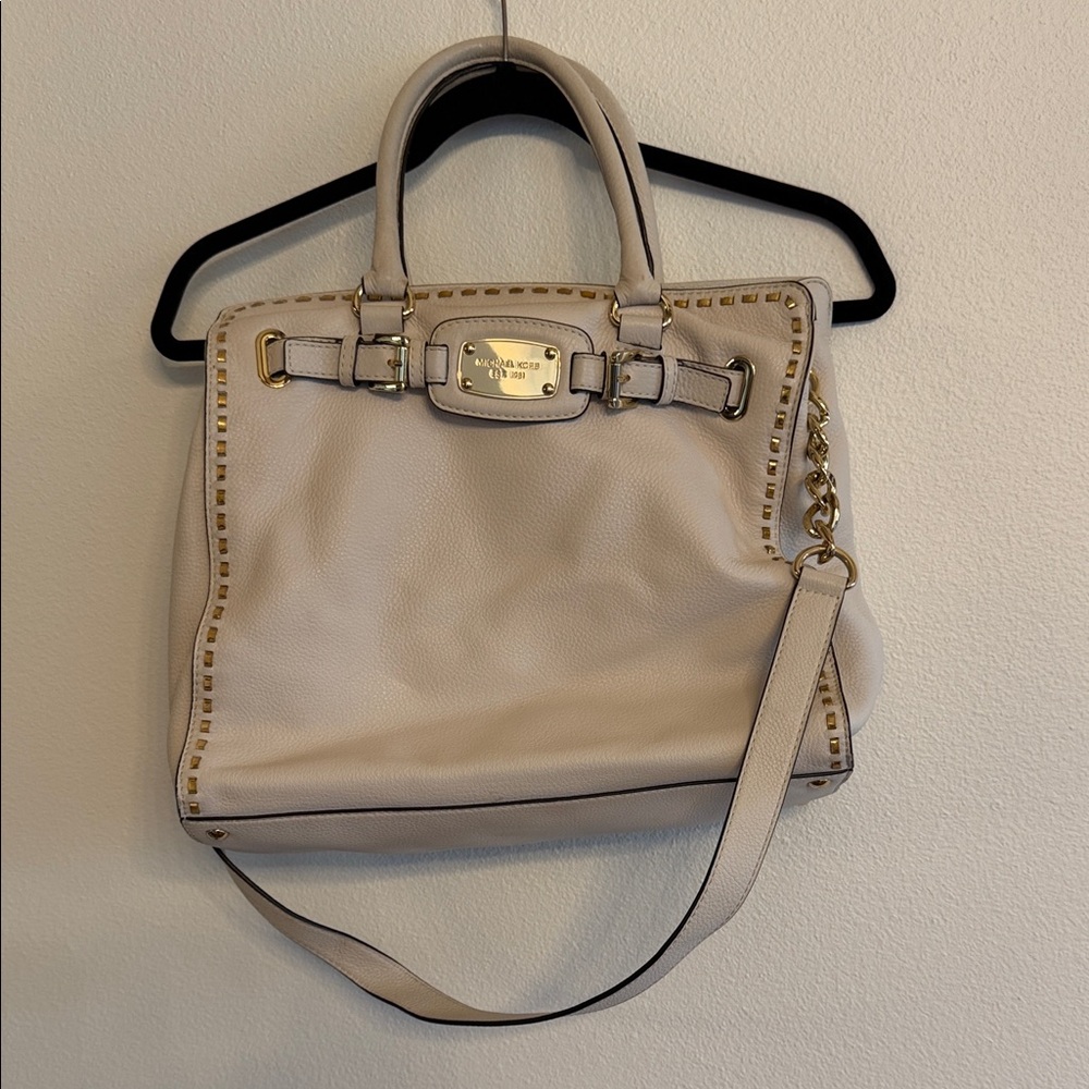 Michael Kors Cream Satchel with Gold Accents